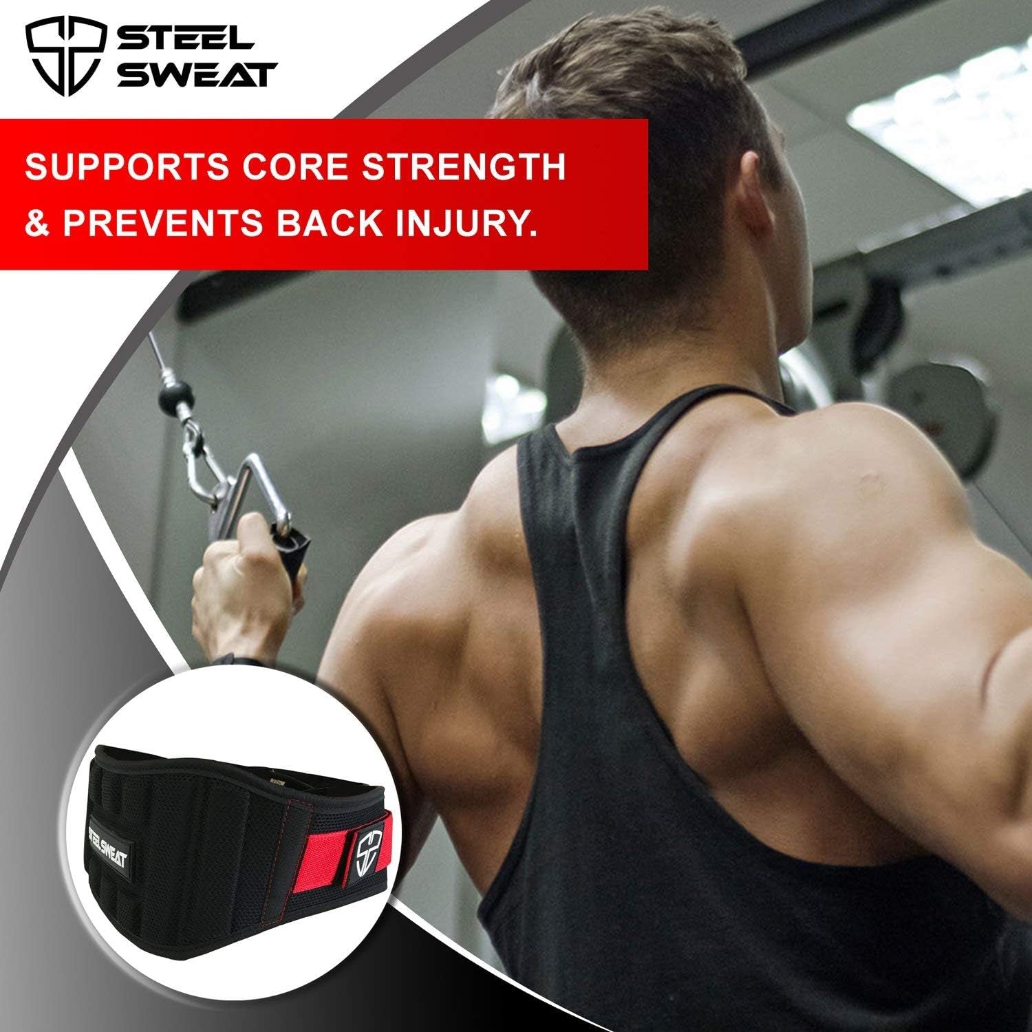 Weight Lifting Belt - Nylon 6-Inch Firm & Comfortable Back Support, Best for Workouts at the Gym, Weightlifting or Crossfit. Easily Adjustable Viper Large